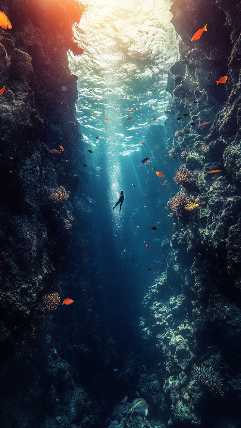 Ảnh nền cá 3D tĩnh lặng huyền bí