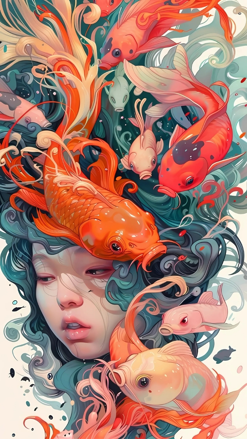 Ảnh nền cá 3D tĩnh lặng nhẹ nhàng