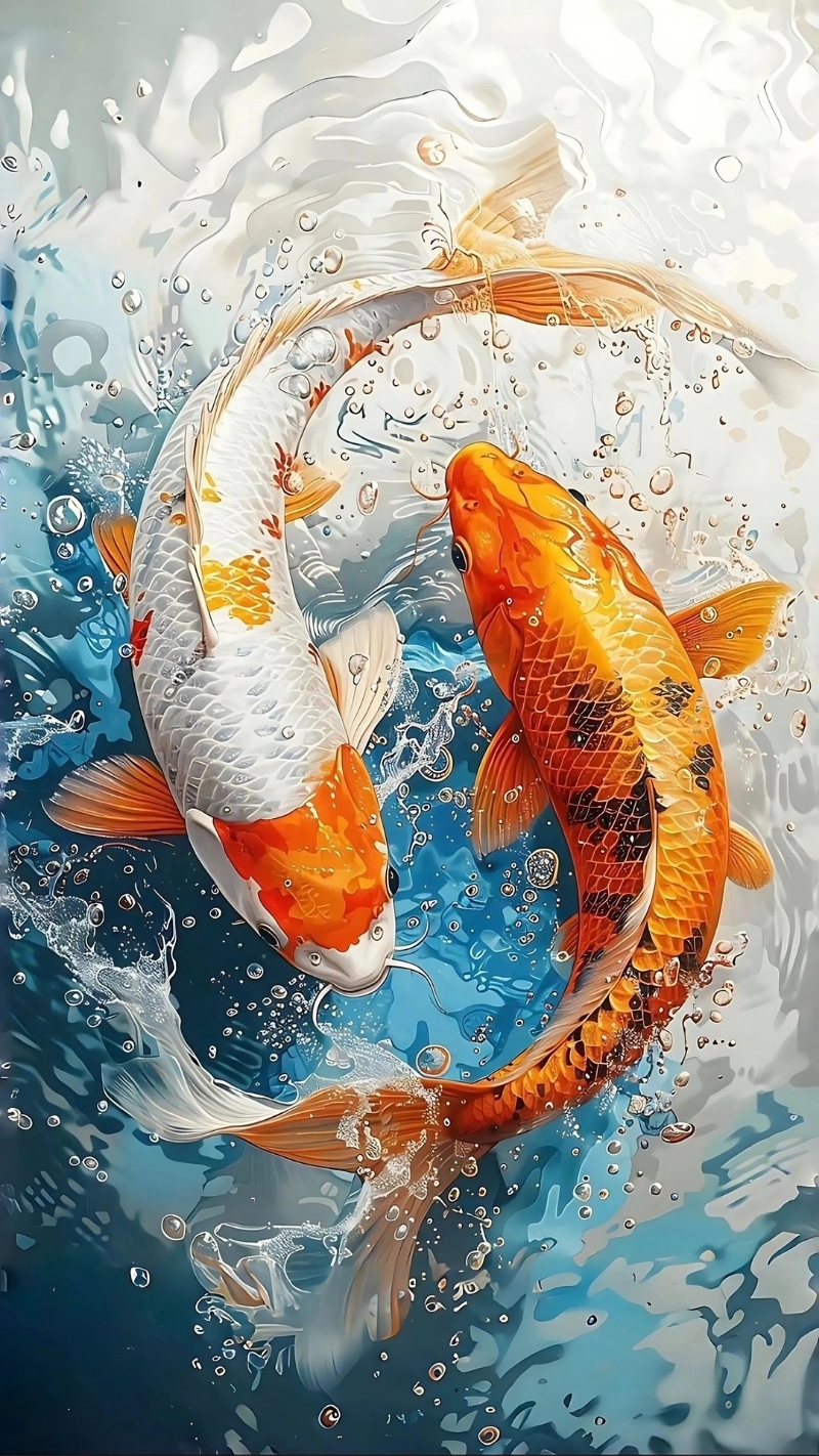 Ảnh nền cá koi 3D ấn tượng