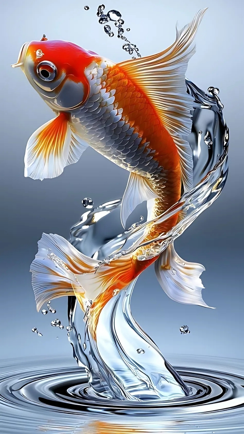Ảnh nền cá koi 3D đẹp mắt