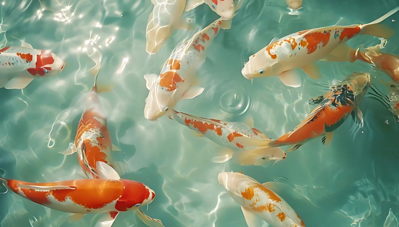 Ảnh nền cá koi 3D đẹp sáng