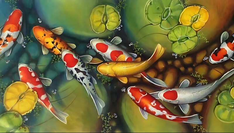 Ảnh nền cá koi 3D lung linh