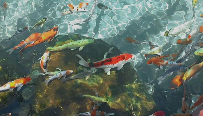 Ảnh nền cá koi 3D phong thủy