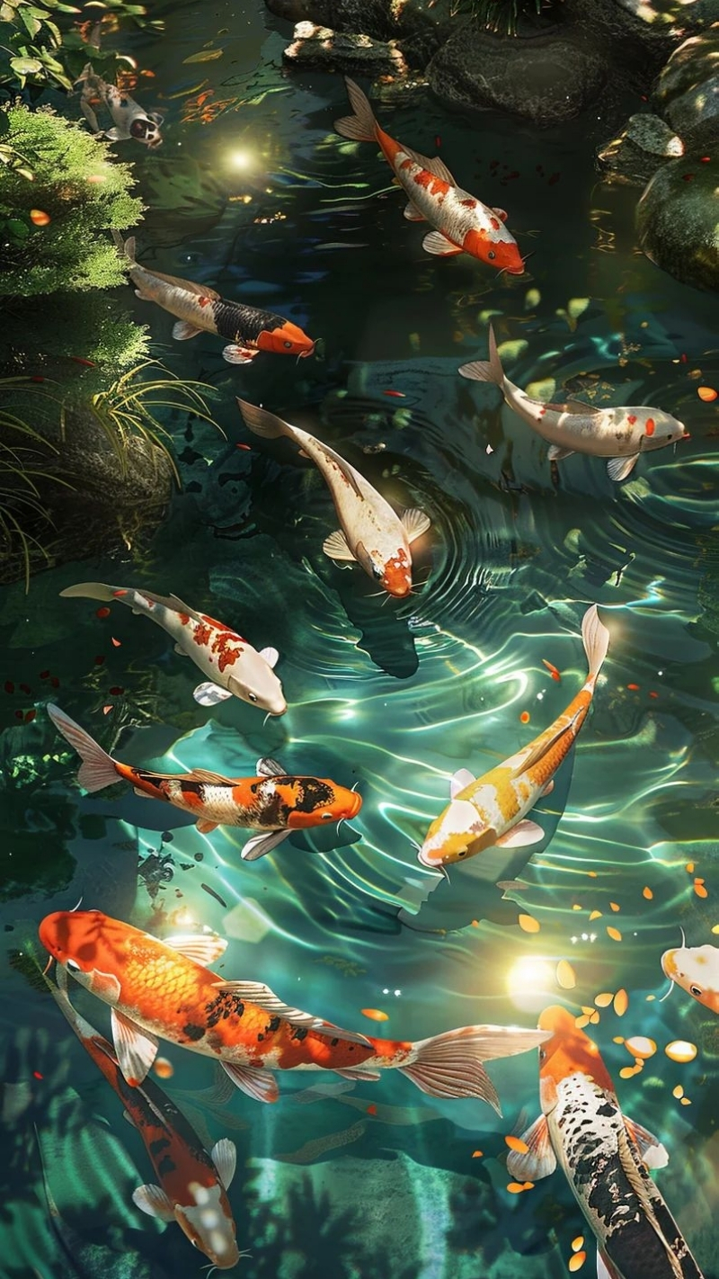 Ảnh nền cá koi 3D sắc nét