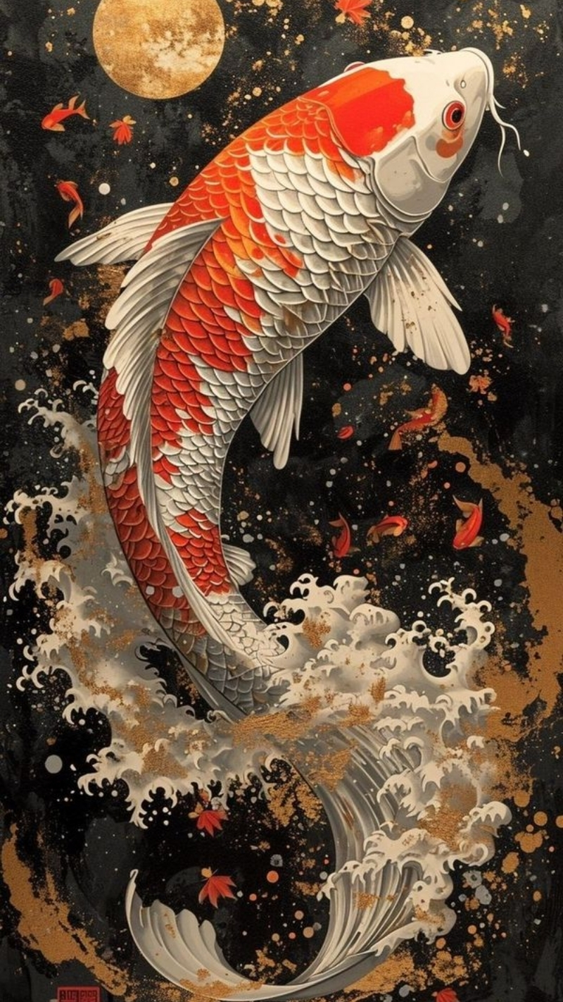 Ảnh nền cá koi 3D thu hút