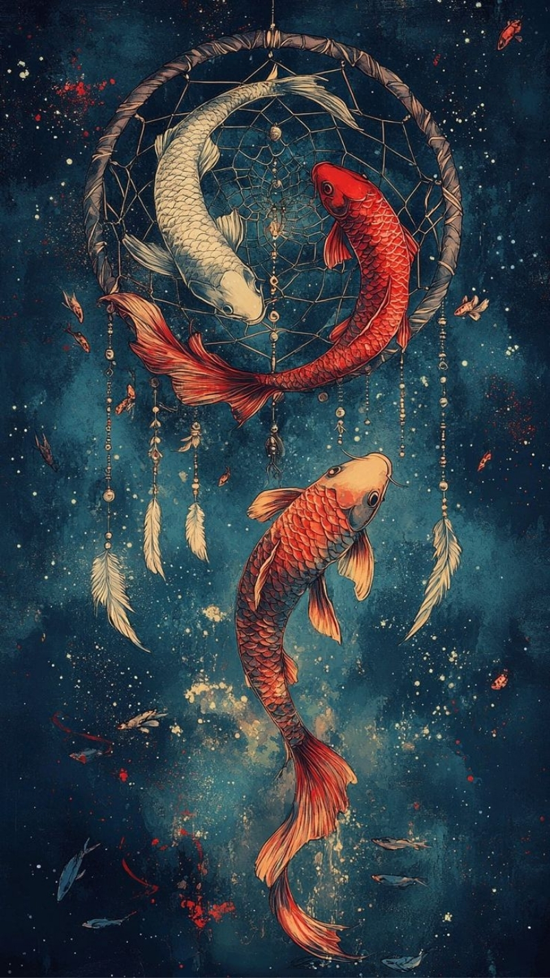 Ảnh nền cá koi 3D tinh tế