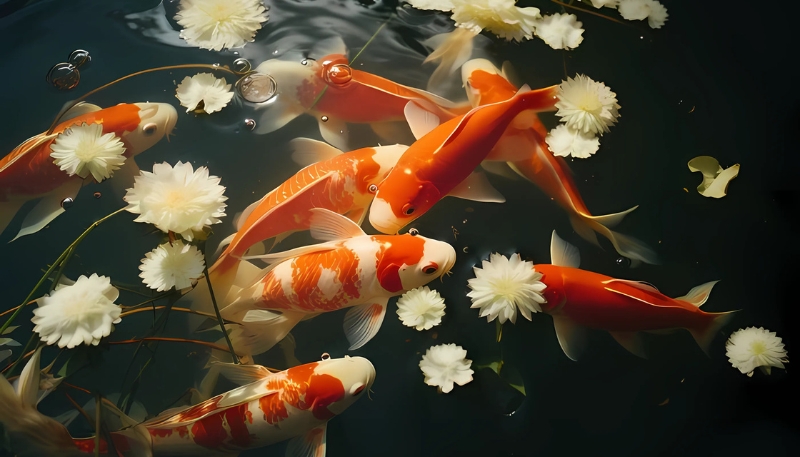 Ảnh nền cá koi 3D truyền thống
