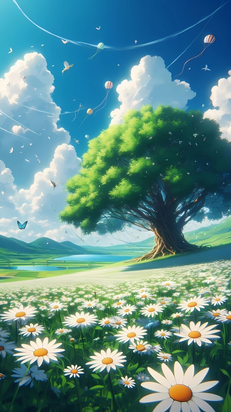 hình ảnh cây xanh anime nghệ thuật