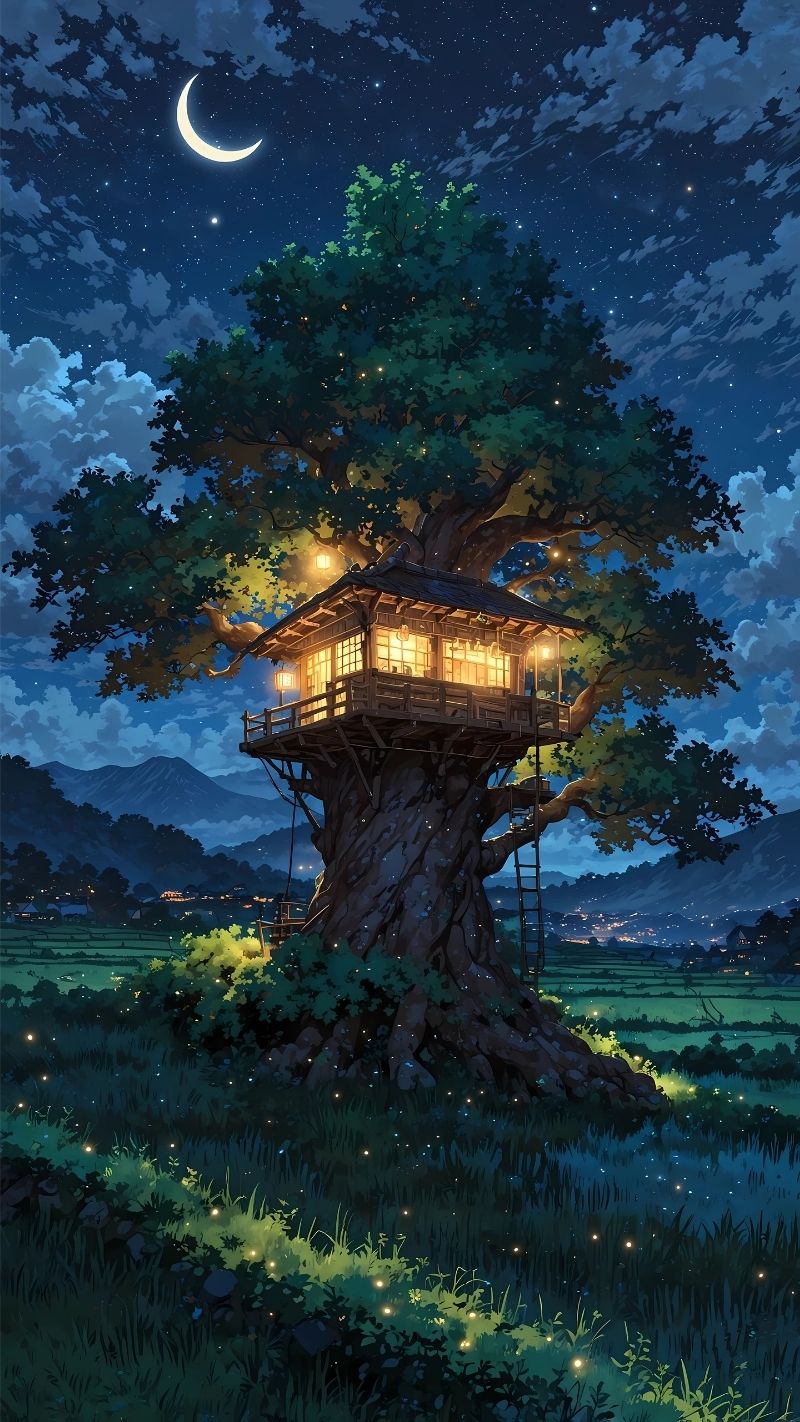 hình ảnh cây xanh anime 3d