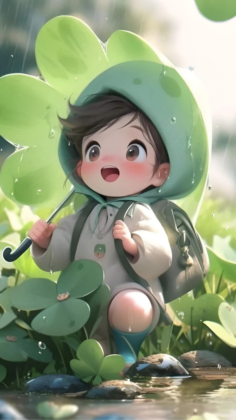 Hình nền cỏ 4 lá cute cho điện thoại