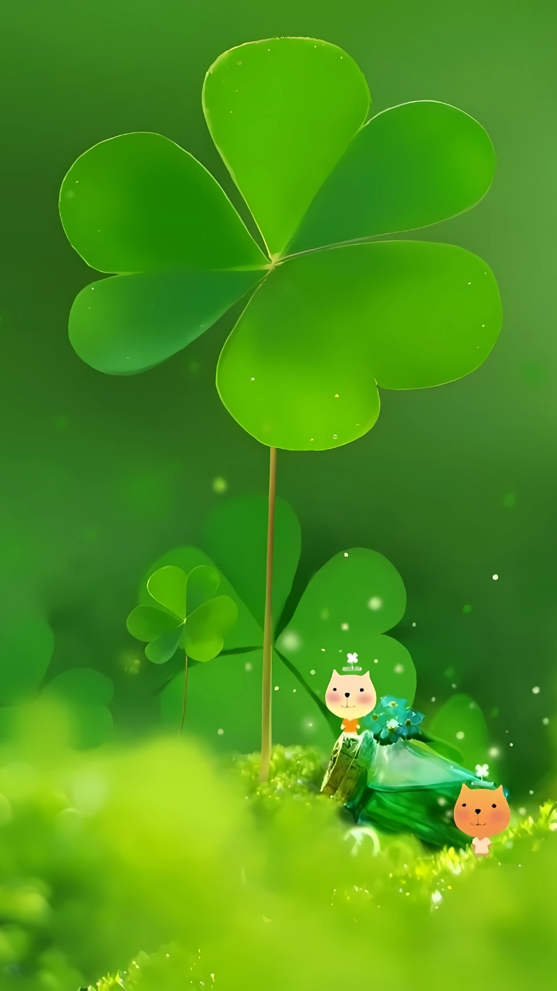 Hình nền cỏ 4 lá cute