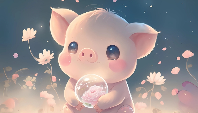 Hình nền con heo chibi cute cho computer