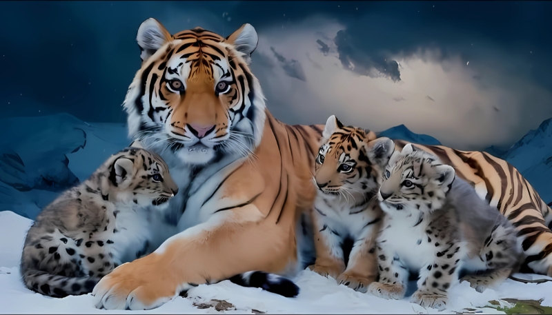 Ảnh nền hổ con tinh nghịch anime