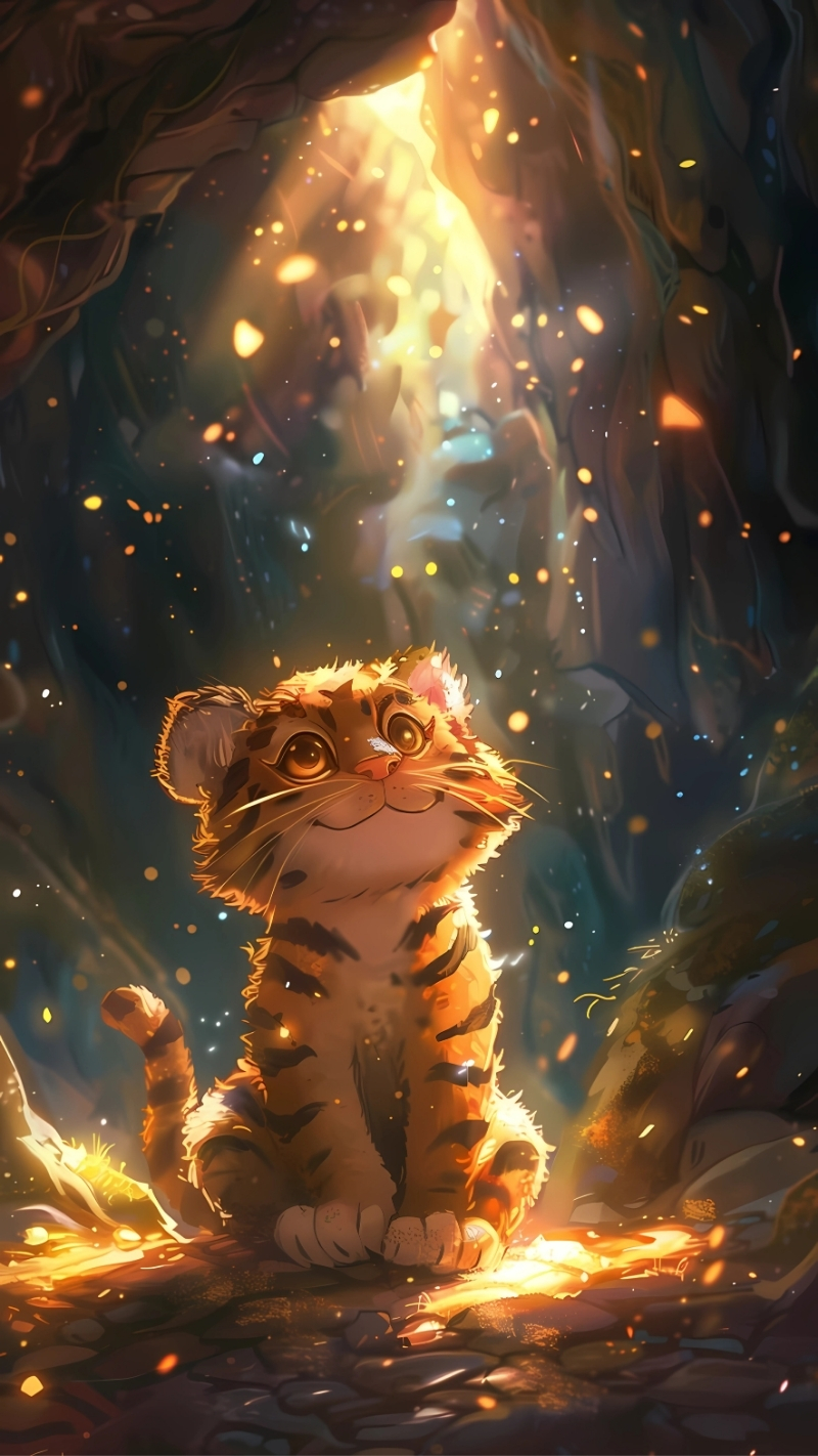 Hình nền con hổ cực đáng yêu anime