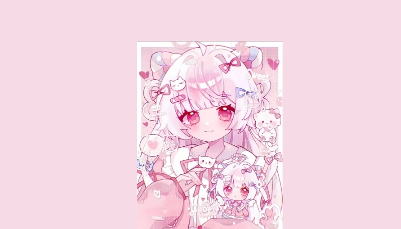 ảnh nền cute có chữ anime cô gái nhỏ tóc hồng