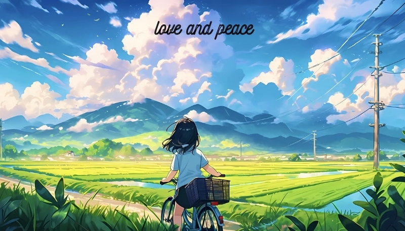 ảnh nền cute có chữ anime tình yêu và bình yên