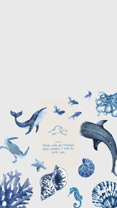 ảnh nền cute có chữ cá voi xanh