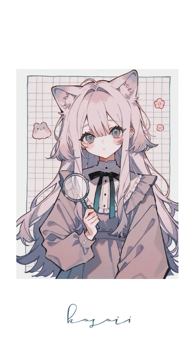 ảnh nền cute có chữ chibi tóc hồng nhạt