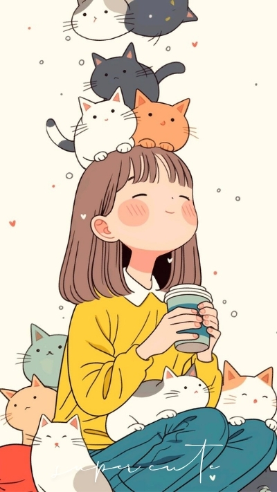ảnh nền cute có chữ cô gái tóc nâu