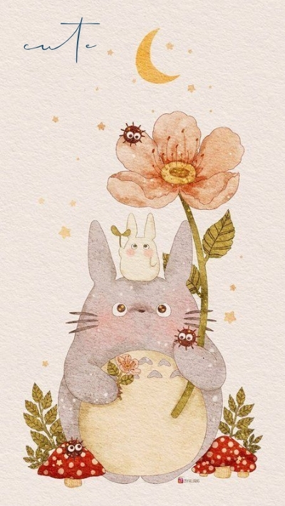 ảnh nền cute có chữ ghibli hoạt hình