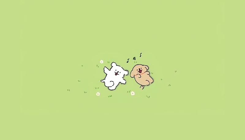 ảnh nền cute có chữ hai chú chó nhỏ