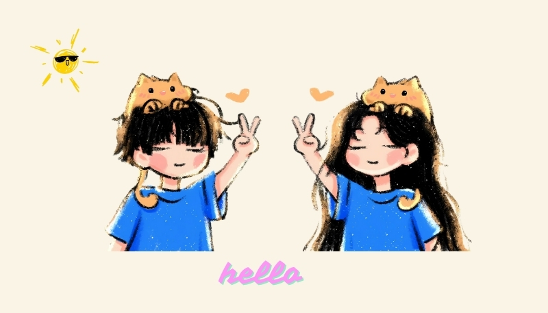 ảnh nền cute có chữ hello cặp đôi
