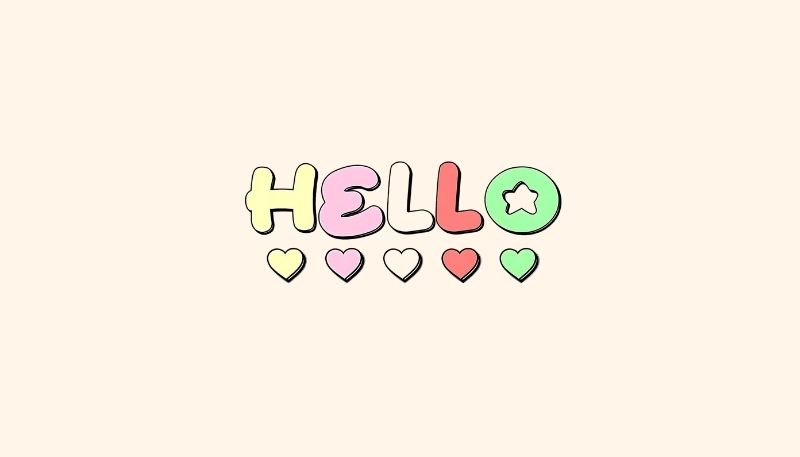 ảnh nền cute có chữ hello năm trái tim