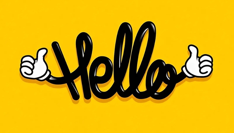ảnh nền cute có chữ hello nền vàng chữ đen