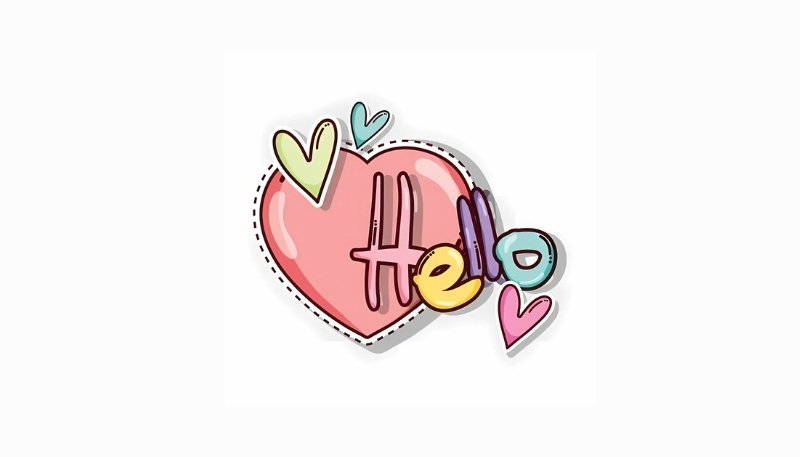ảnh nền cute có chữ hello trái tim