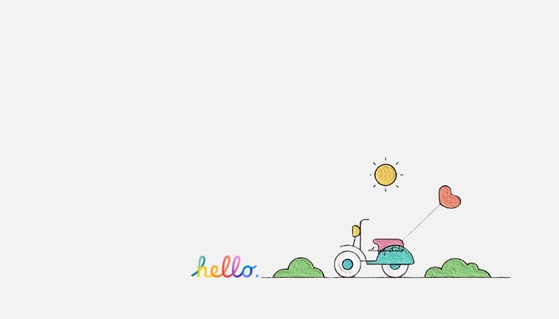 ảnh nền cute có chữ hello xe máy