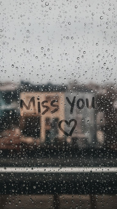 ảnh nền cute có chữ miss you hạt mưa