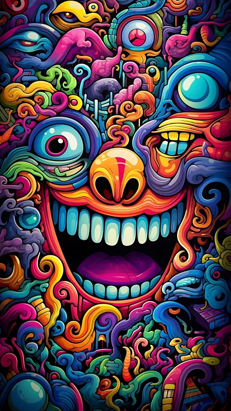 ảnh nền graffiti hoạt hình đa sắc