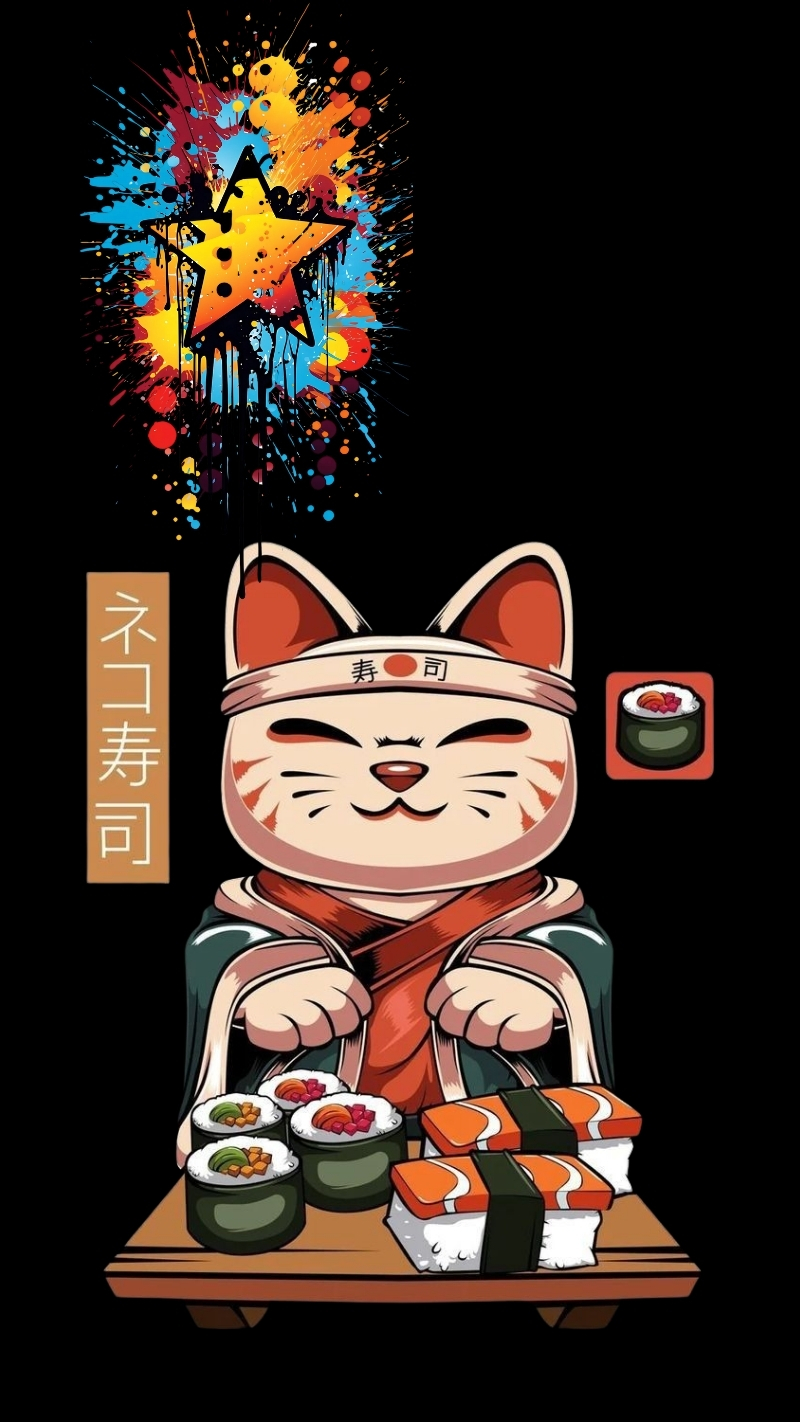 ảnh nền graffiti mèo thần tài độc lạ