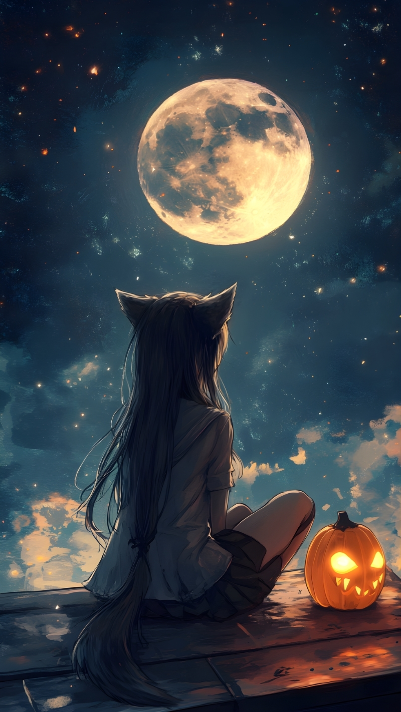 Ảnh nền Halloween Anime đáng yêu dành cho smartphone