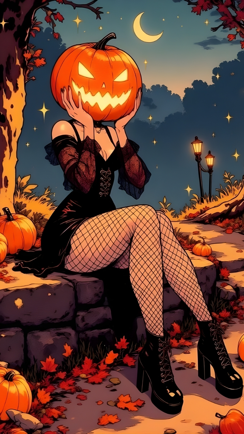 Hình nền Anime Halloween cute 4K cho điện thoại