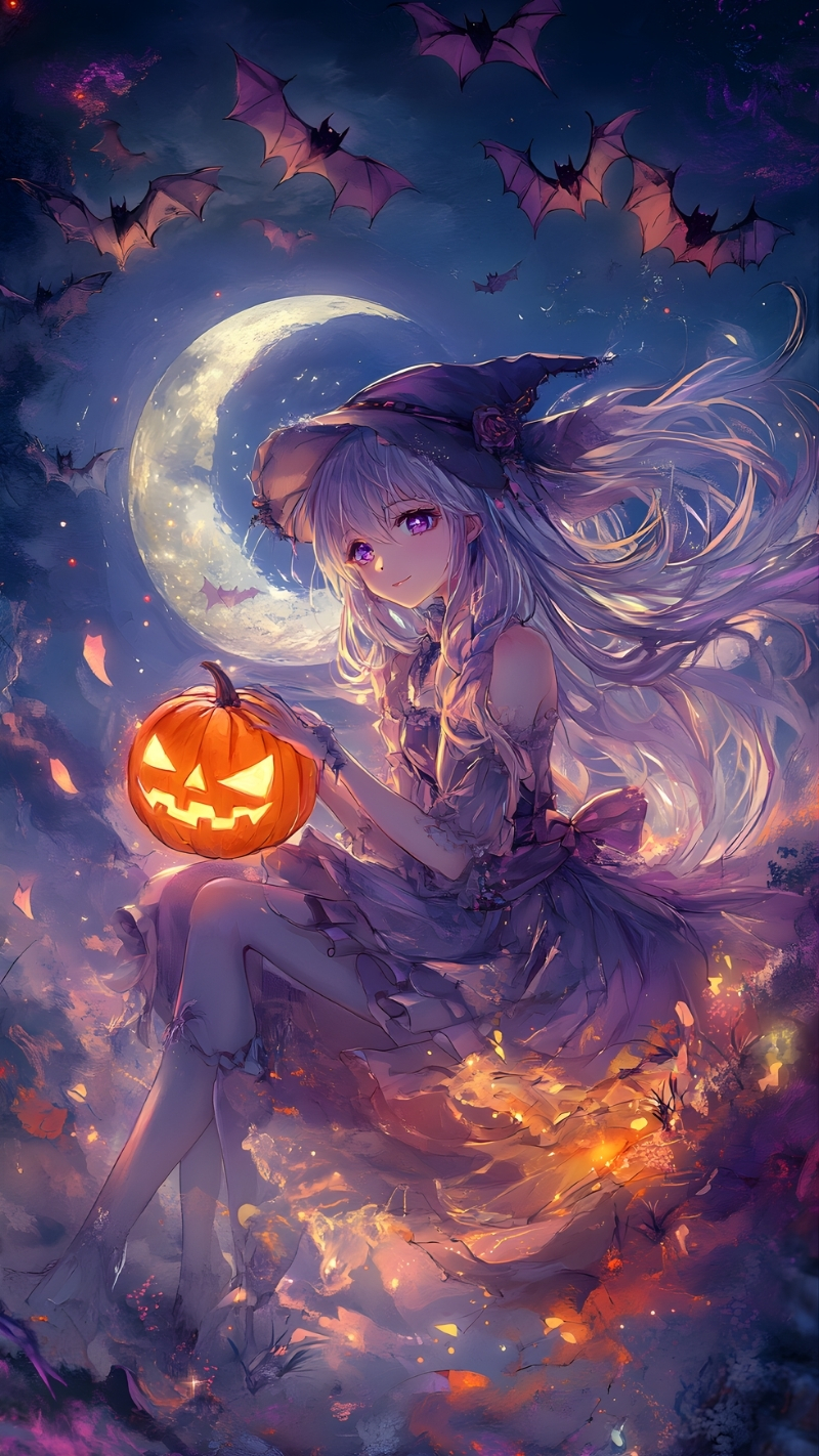 Hình nền Halloween Anime cute cho điện thoại