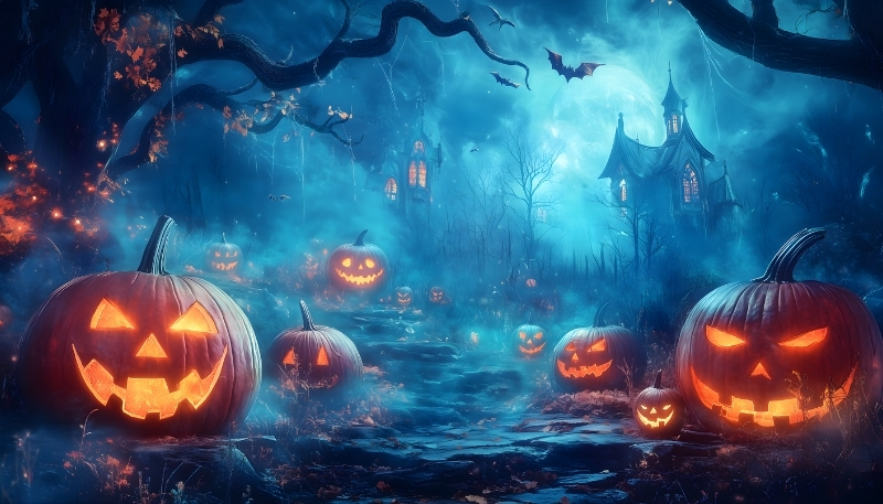Hình nền Halloween bí ngô 4K cho máy tính xách tay