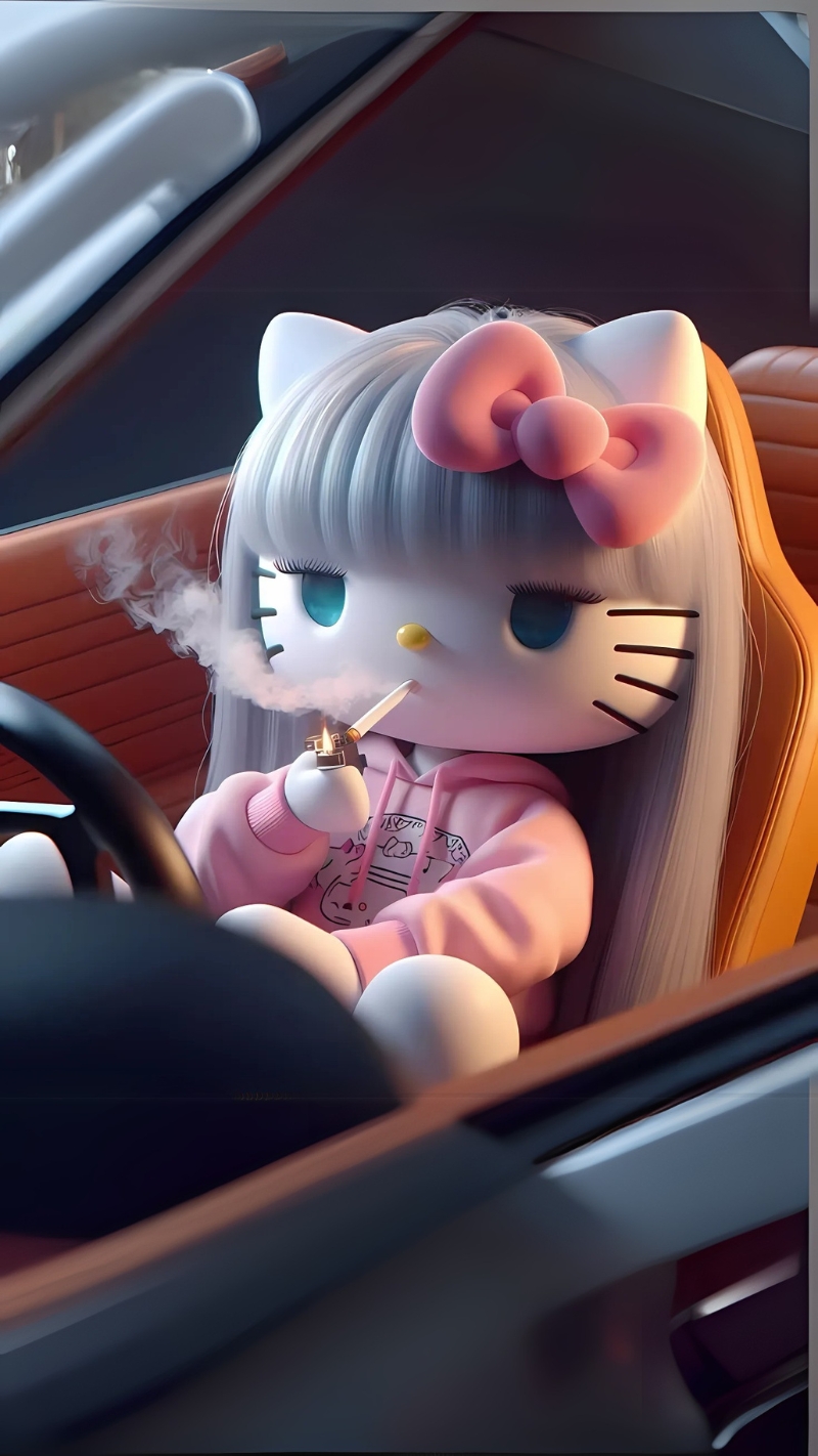 Hình nền Hello Kitty suy tư cho điện thoại