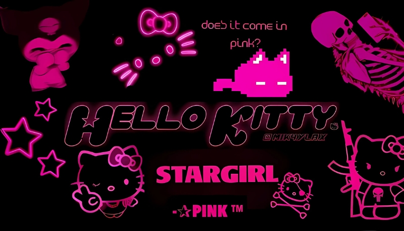 Hình nền Hello Kitty đen hồng