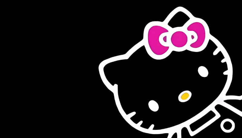 Hình nền Hello Kitty đen hồng