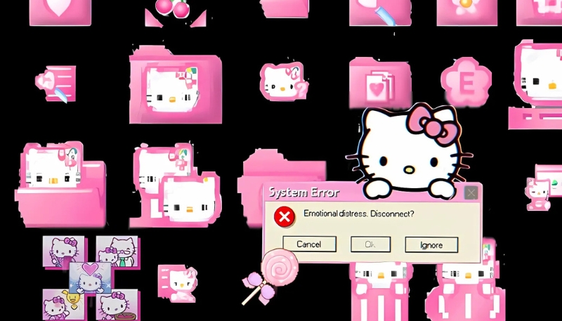 Hình nền Hello Kitty màu hồng nhạt