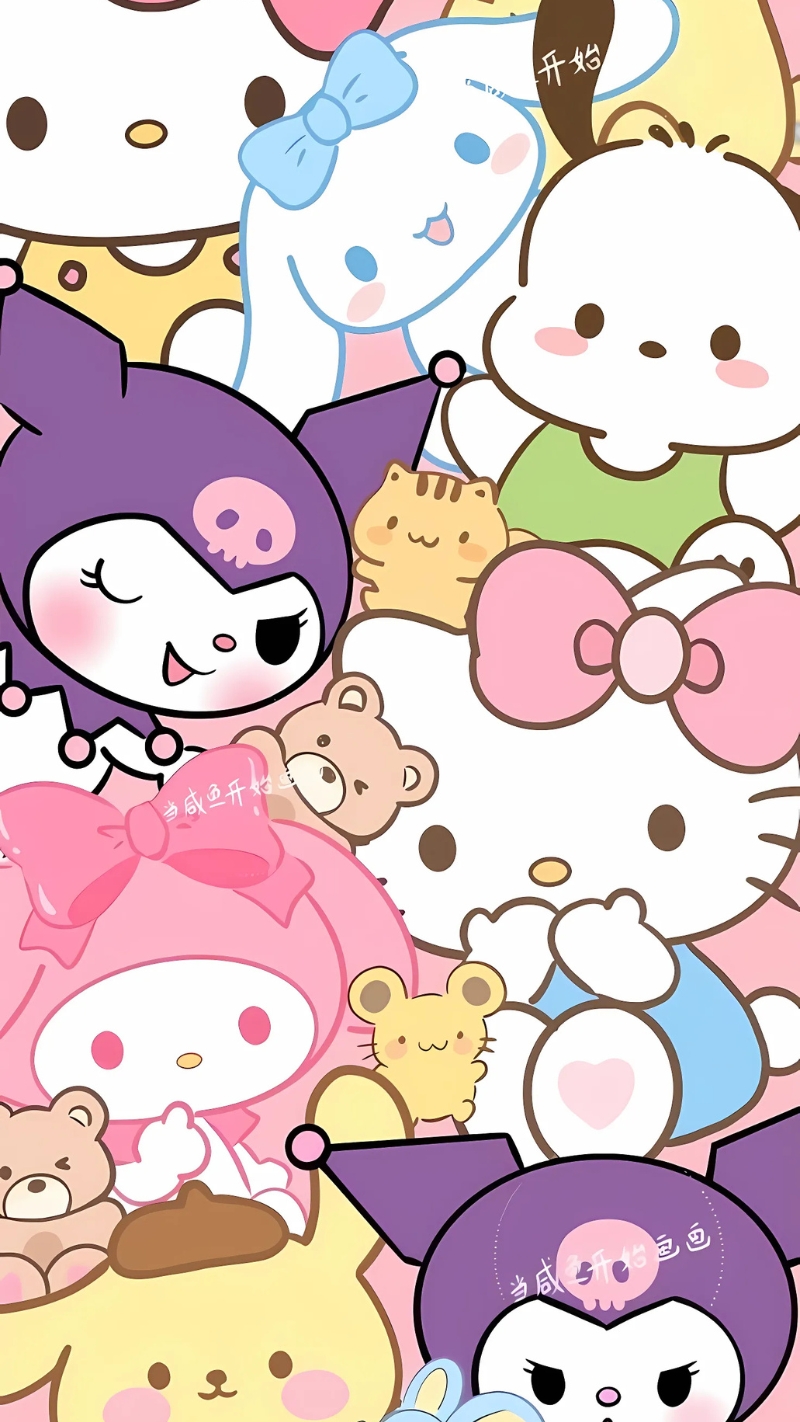 Hình nền điện thoại Hello Kitty màu hồng