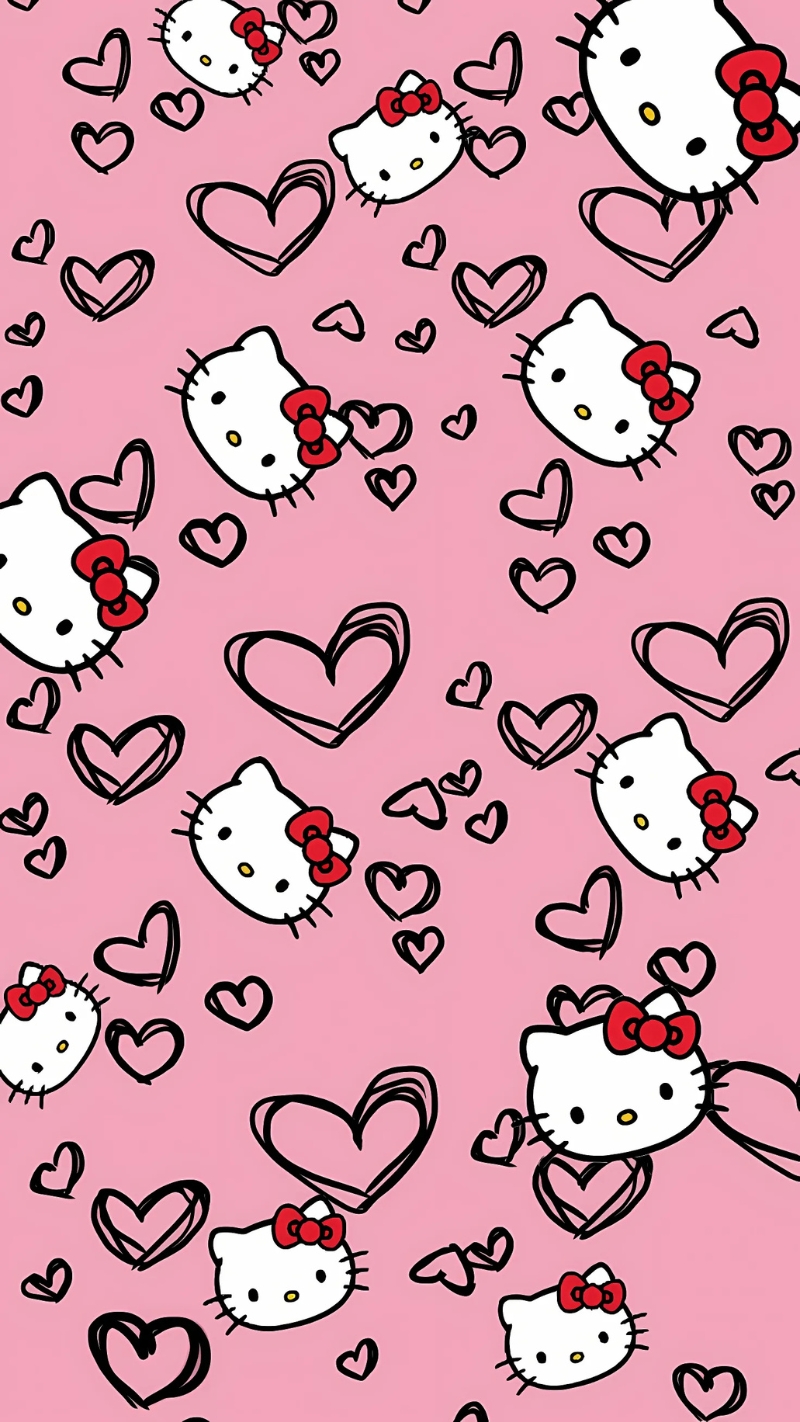 Hình nền điện thoại Hello Kitty màu hồng
