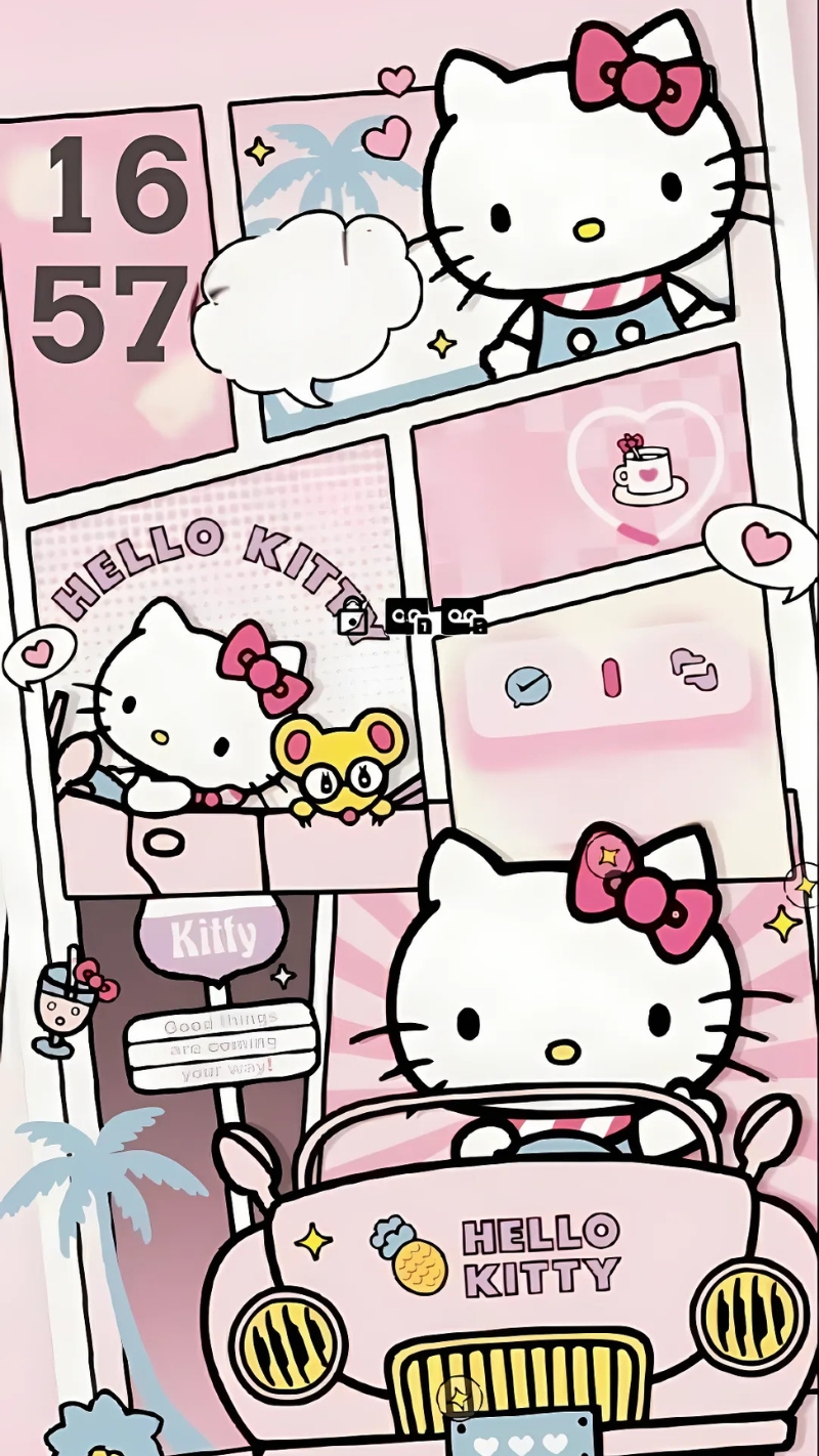 Hình nền điện thoại Hello Kitty màu hồng