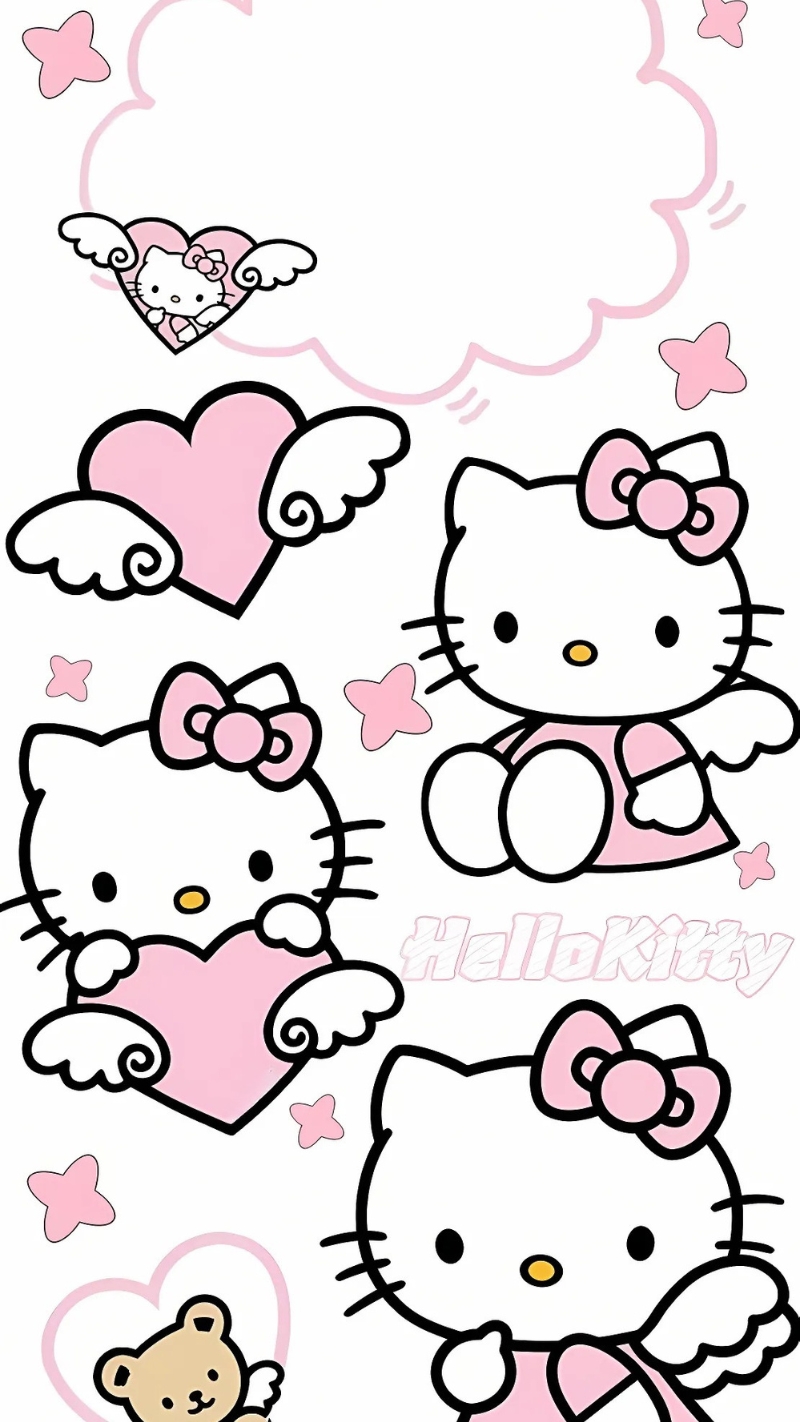 Hình nền điện thoại Hello Kitty màu hồng