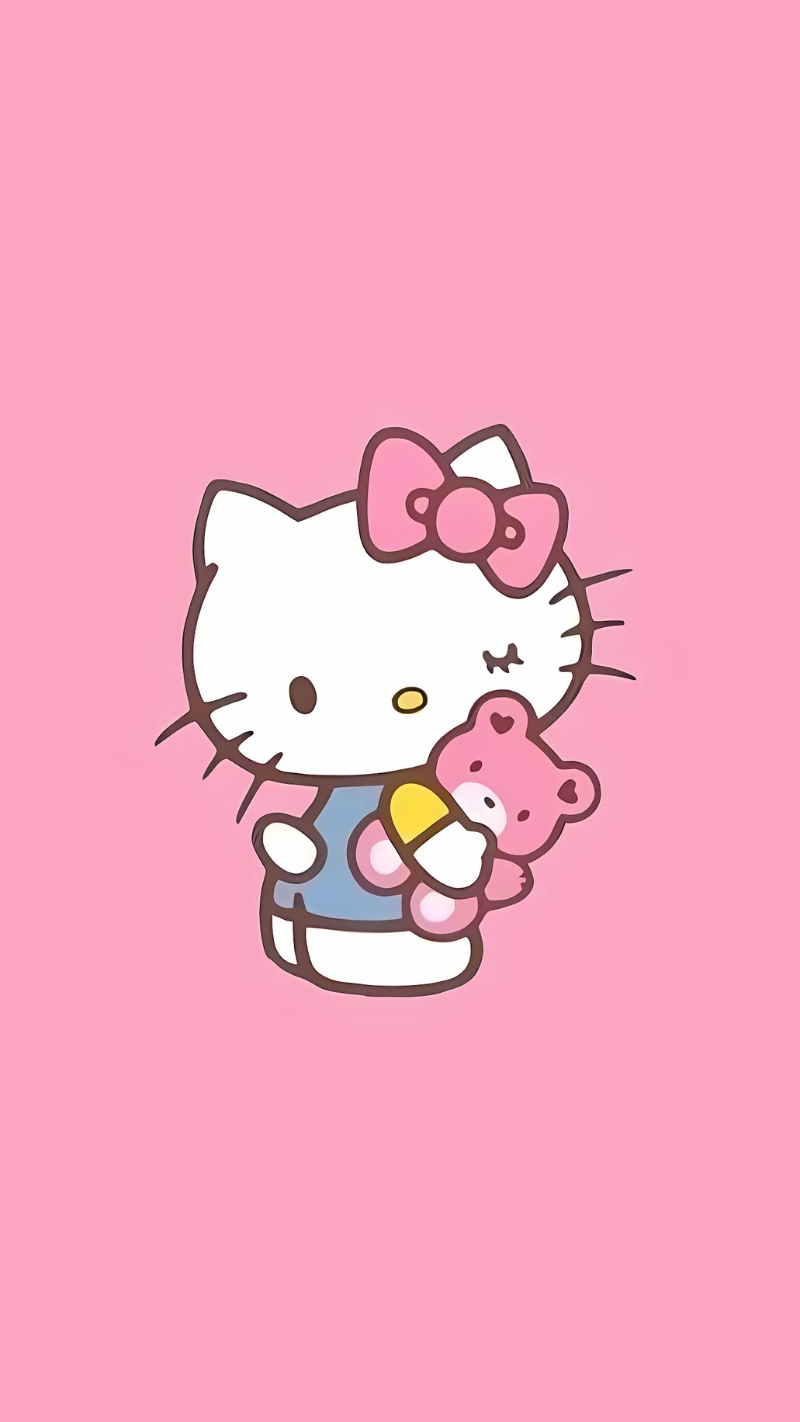 Hình nền điện thoại Hello Kitty màu hồng