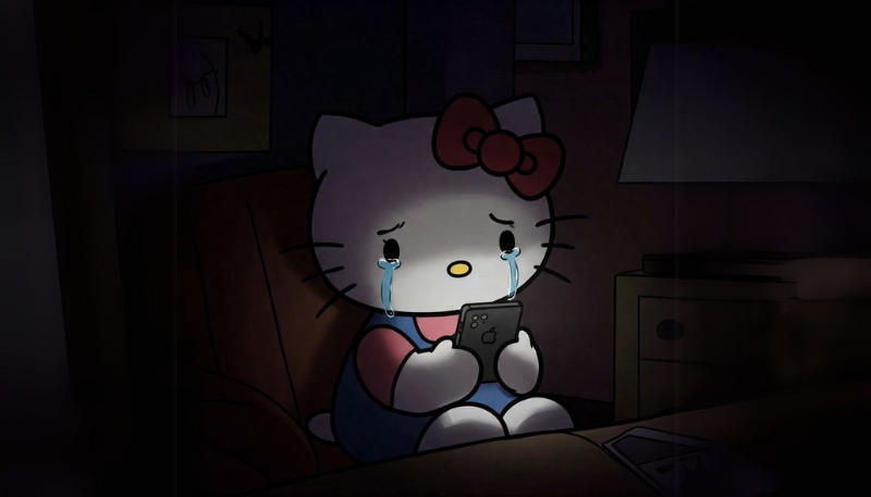 Hình nền Hello Kitty trắng đen