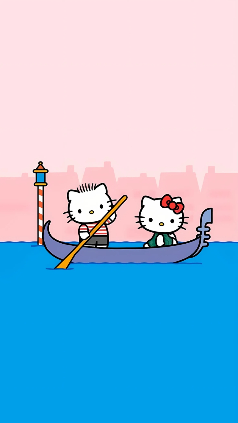 Hình nền điện thoại Hello Kitty cặp đôi đáng yêu