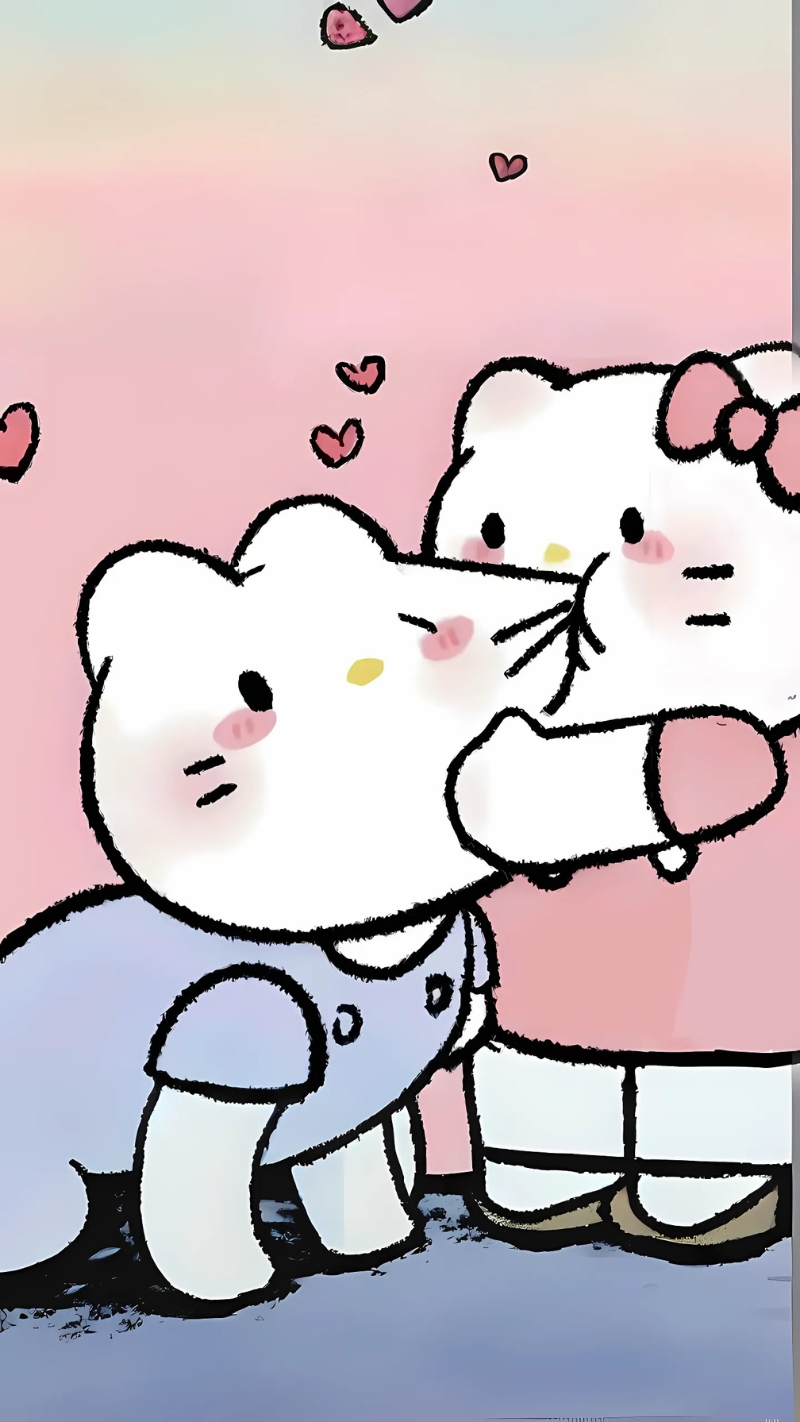 Hình nền điện thoại Hello Kitty cặp đôi đáng yêu