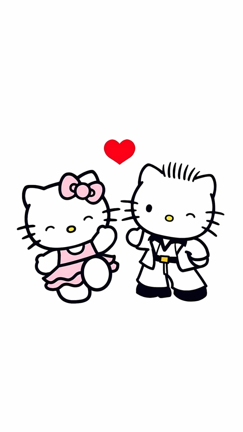 Hình nền điện thoại Hello Kitty cặp đôi